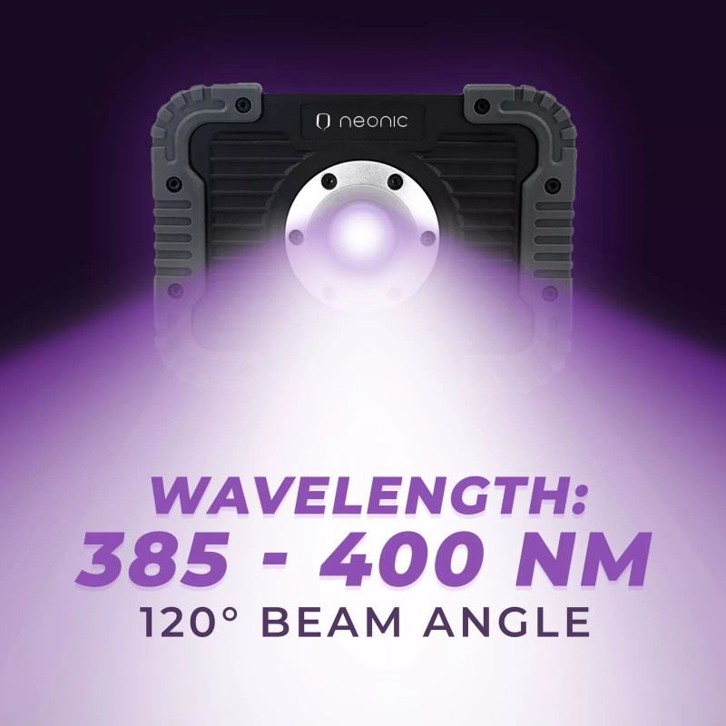 Neonic Rechargeable UV LED Black Light, Battery Operated Powered Blacklight,