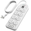 Power Board Surge Protected, Power Strip with 8 AC Outlets