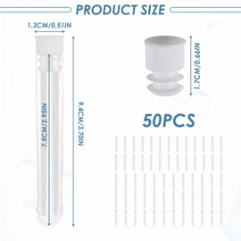 50-Pack Plastic Test Tubes with Push Caps, 5ml Reusable Clear Storage Tubes Plastic Sample Test Tubes Transparent Gift Tubes Empty Test Vials for DIY Crafts Gift Packaging Powder Liquid Samples