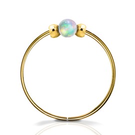 Thin 14k Gold Filled Tiny Nose Ring Hoop - 2 mm White Opal piercing Nose Hoop - 24 gauge very Thin Nose Hoop Tiny Piercings Nose Rings hoop - Opal nose rings