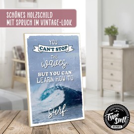 TypeStoff Wooden Sign with Saying - Surf - Vintage Look with Quote as Gift and Decoration on Freedom - HS-01264