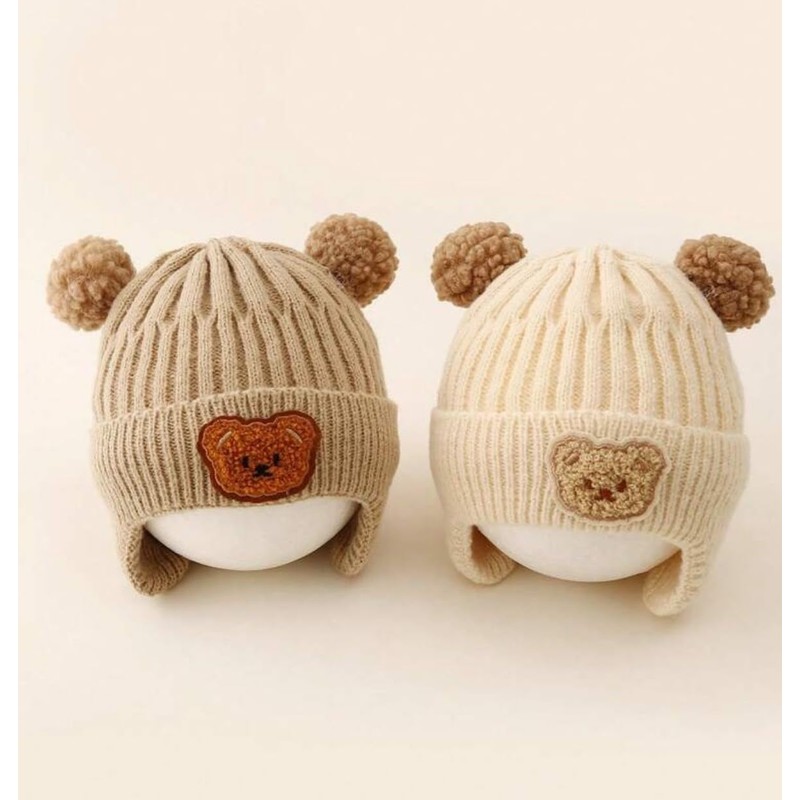 J.B.things Knit Baby Hat Winter Earmuffs Infant Knit Hat, Embroidered