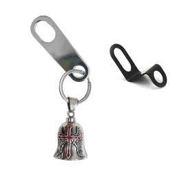 MANOPRANA Motorcycle Bell Guardian Bell Hanger Gift or Keyring Silver Stainless Steel (E), Silvery