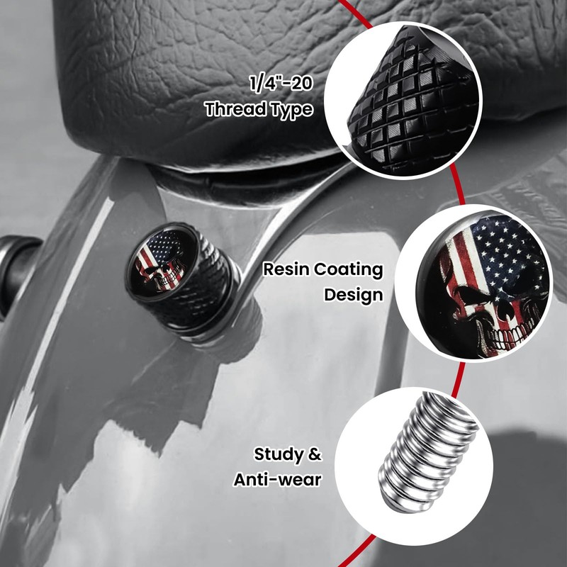 Stainless Knurled Fender Seat Bolt Screw 1/4"-20 Thread Compatible with
