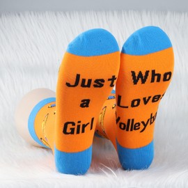 CMNIM Volleyball Gifts for Teen Girls 2 Pairs Novelty Volleyball Socks Just a Girl Who Loves Volleyball Player Gifts Girls (20241024 Volleyball colour)
