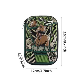 Fuwraixis 3D Dinosaur Pencil Case, Children's Cartoon Eva Pencil Pouch, Cute Waterproof Stationery Box with Large Capacity, Children's School Supplies, Back to School Gift, Green, Cartoon