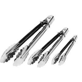 WARESHARK Stainless Steel Kitchen Tongs Set Metal Cooking Tongs Kitchen Food Tongs for Barbecue Cooking Salad Grilling Frying and Serving (7 9 12 Inch 3 Pieces