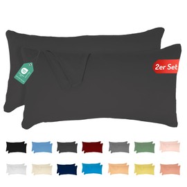 Livessa Set of 2 Pillowcases, 40 x 60 cm, Concealed Zip on the Long Side, Pillowcase Made of 100% Cotton Jersey Fabric, Ultra Soft and Breathable, Oeko-Tex Certified