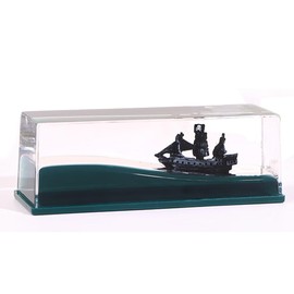 Black Pearl Pirate Ship in a Bottle - Boat in a Box Liquid Wave Fluid Drift Bottle Black Pearl Pirate Model Ship Sailing Simulation for Home Decoration Display Cases Desk Toy Gifts (Box)