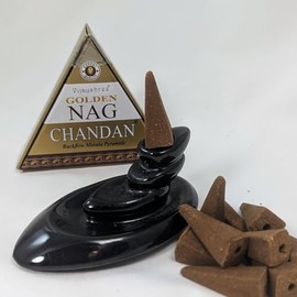 Jumbo Golden Nag - Back Flow Incense Cones (1, Chandan)
