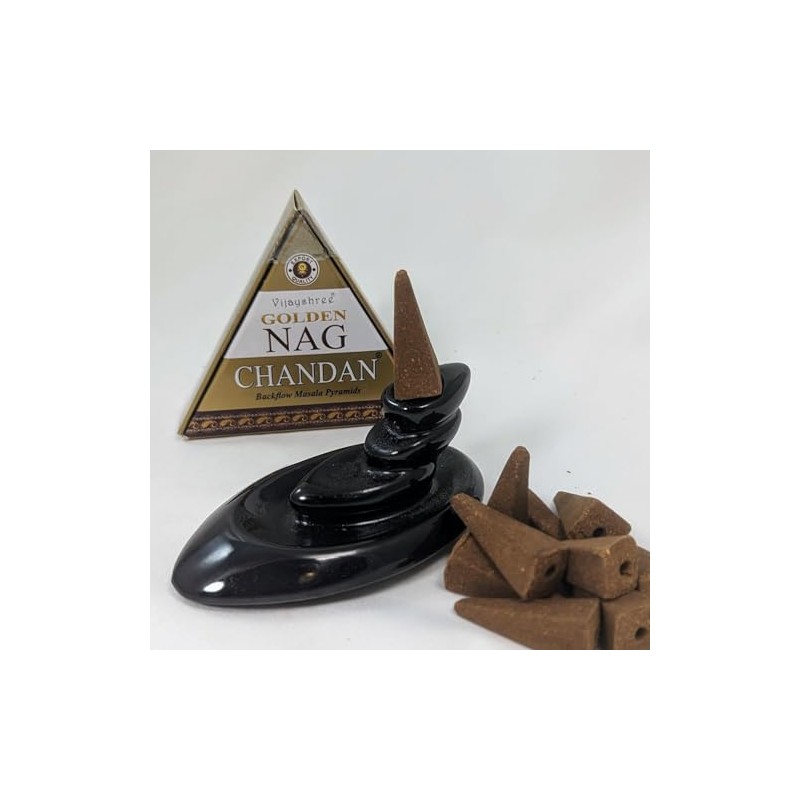 Jumbo Golden Nag - Back Flow Incense Cones (1, Chandan)