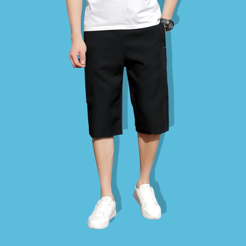 moxixom Men’s Half Pants, Cooling Pants, 3/4 Length, Cool to