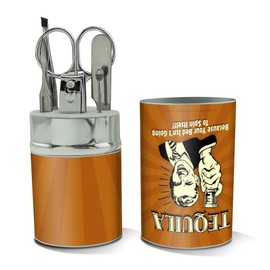 Tequila Because Bed Isn't Going to Spin Itself Funny Humor Stainless Steel Manicure Pedicure Grooming Beauty Care Travel Kit