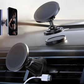 Gym Accessory Magnetic Phone Holder for Videos, Fits Magsafe Magnetic Phone Mount for Gym Phone Holder 360° Angle Adjustable, Home Gym Essentials Phone Mount for Women an Men-Black