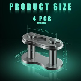 Pack of 4 Connectors for Motorcycle Pocket Bike Chain Pocket Dirt Bike Cross Silver Master Link Replacement for 50cc 70cc 90cc 110cc 125cc ATV Quad 4 Wheeler Pocket Bicycle Made in China, 428