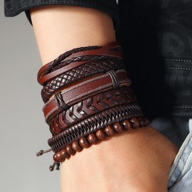 Long tiantian Leather Bracelet for Men Black Brown Leather Bracelets for Mens Bracelets Trendy Jewelry Gifts