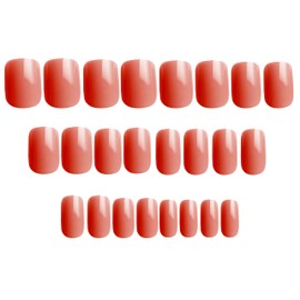 Nail Tip, Short Size, Stylish, Casual, Solid, Graduations, Weddings, Parties, Nail Sticks, For Nail Use, 3 Double-sided Gummy Sticks, With Nail File (Pink Orange, Short)