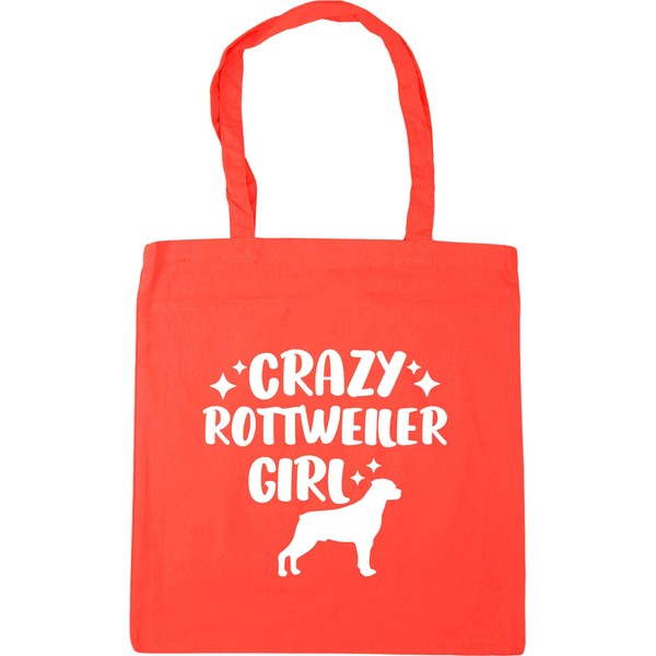 Hippowarehouse Crazy rottweiler girl - dog Tote Shopping Gym Beach