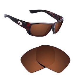 Alphax Dark Brown Polarized Replacement Lenses for Costa Del Mar Bloke 06S9045 Sunglasses