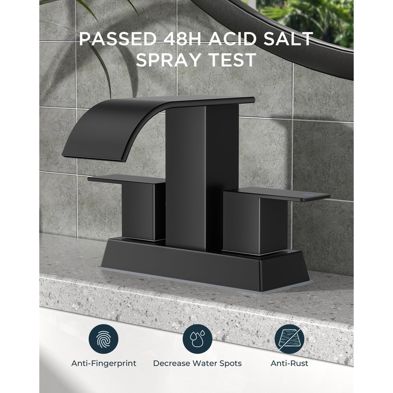 FORIOUS 4 Inch Centerset Matte Black Bathroom Faucet, 2 or