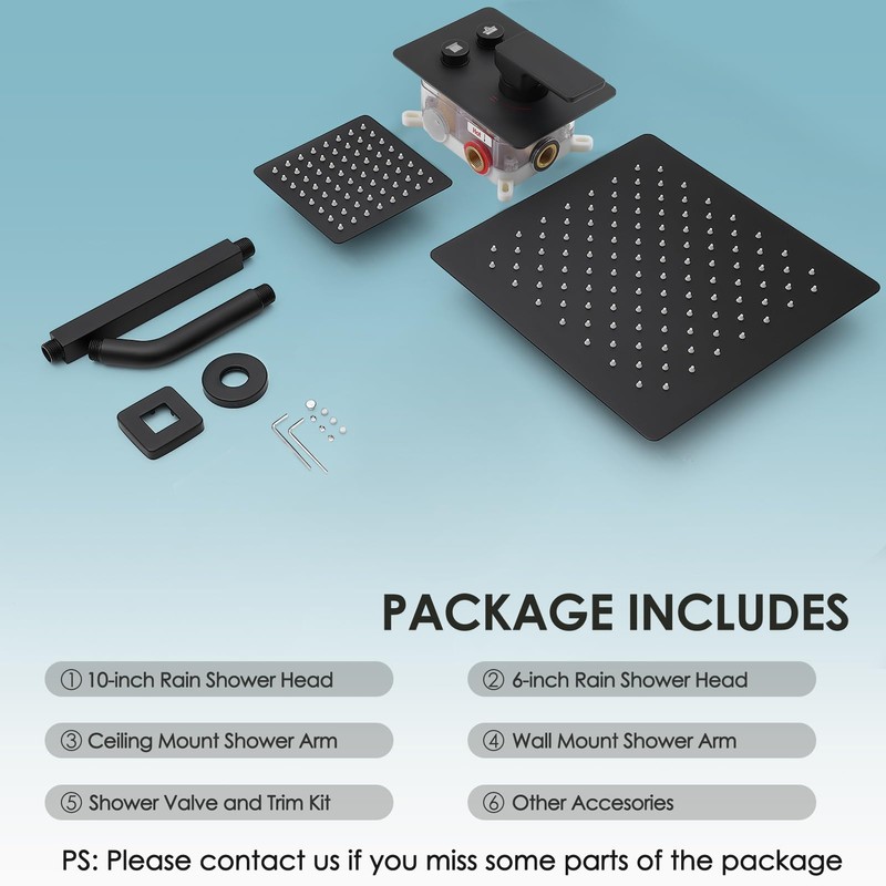 Shower Faucet Set Matte Black Shower System, Starbath Dual Shower