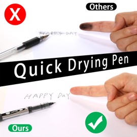 Gel Pens, 10 Pack Writing Pens, Quick-Drying Black Pens Ballpoint, Write Smoothly Pens Black Ink, Liquid Ink Rollerball Pen, 0.5mm Ink Pen, Gel Pens for Writing, School, College, Work, Home Office