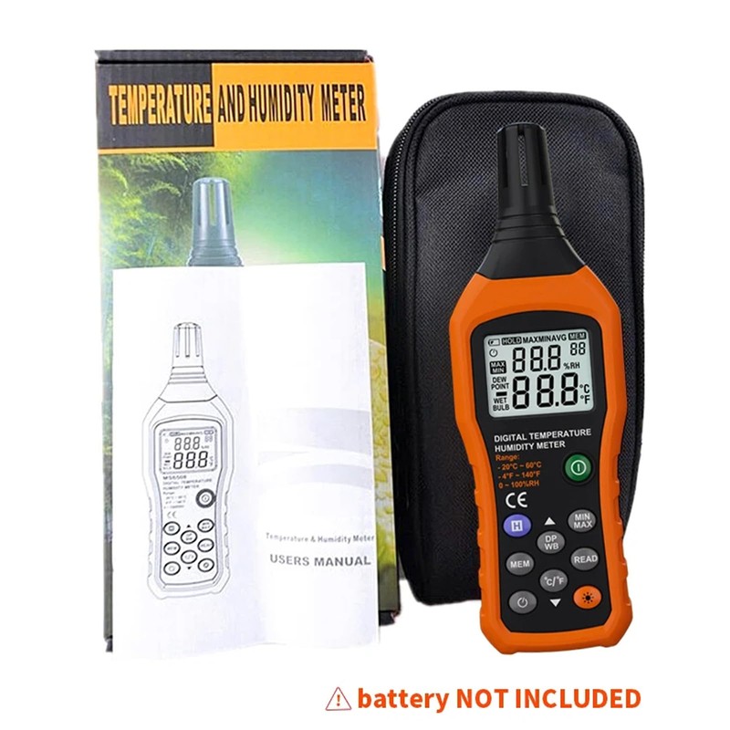 Maizoon Handheld Temperature Humidity Meter LCD Backlit Dual Display Professional
