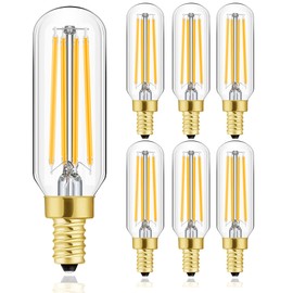 Leools E12 LED Bulb,100 watt Equivalent Candelabra Dimmable Chandelier Light Bulbs 8W 2700K Warm White Clear 800lm T6 E12 LED Edison Filament Vintage Candle Bulb with Decorative,3.7inch,6-Pack