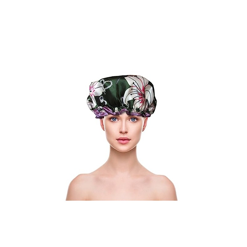 (Lily) - Quanchen Shower Cap for Women Long Hair,Reusable Elastic