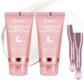 Sokgo Mascarilla envolvente nocturna de colágeno, tratamiento antiedad de hidratación intensiva para la piel, aumenta la elasticidad y firmeza, revitaliza la piel opaca y reduce las líneas finas y arr