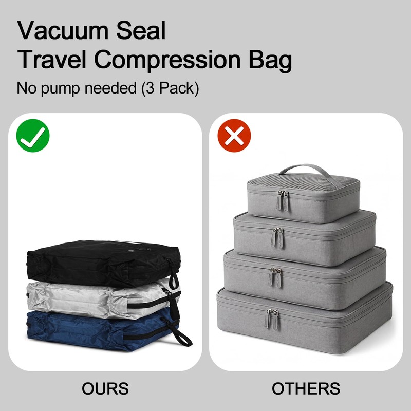 Locmeo 3 Pcs Travel Vacuum Seal Bags 48l with Liquid