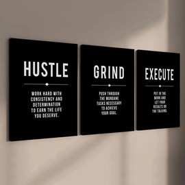 Wooden Framed Canvas Painting for Room Decor, 3 Counts/set Inspirational Letter Pattern Wall Art, Wall Decor for Home Living Room Bedroom Office, Fall Decor - Specification: 12X16inch(Framed)-F, Color: Multicolor