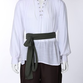 Medieval Mens Viking Cotton Long Puttees Leg Wraps Belt LARP Pirate Cosplay Costumes（Length:165.35 inches） (Army Green)