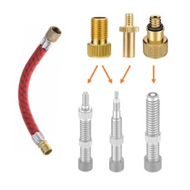 Manovella Valve Adapter Set 4 Pieces - Bicycle & Car - For AV, DV, SV (Presta) - With Extension - Universal Tyre Adapter for Air Pump, Compressor & Gas Station - Portable & Airtight