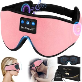 ZHENYEMEI Sleep Headphones Breathable Bluetooth 5.2 Headband. 3D Eye Mask for Sleeping (Pink)