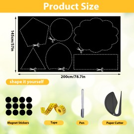 Magnetic Blackout Blinds Window, 145 X 200cm Removable Blackout Blind, Temporary Blackout Blinds for Windows Fits Any Size Shape, No Drilling Blackout Blind with 12 Magnets