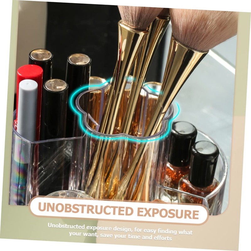 WOONEKY Makeup Brush Holder Rotatable Vanity Organizer with Compartments Compact