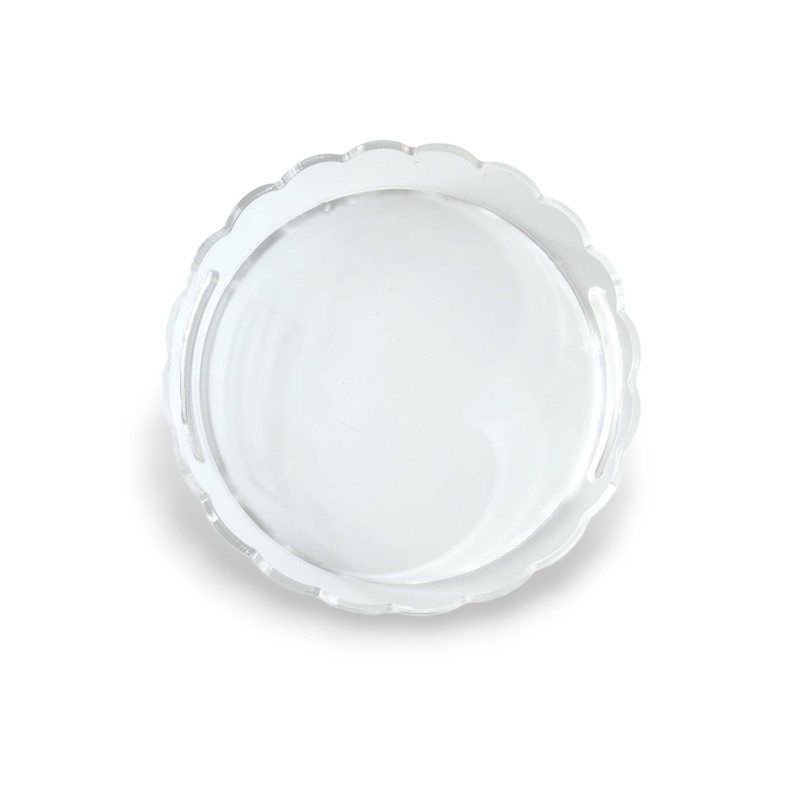 GRAHAM DESIGN Acrylic Scalloped Round Tray with Handles - 10"