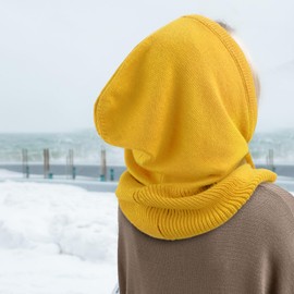 DRESHOW Winter Hats for Women Balaclava Knit Beanie Skull Cap with Drawstring Warm Hooded Scarf Hat