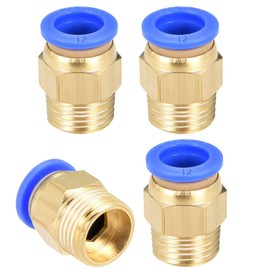 TA-VIGOR 12mm Pneumatic Push to Connect Fittings, G3/8 Male Thread Quick Connect Straight Coupler, Air Line Push Fit Connectors for Pneumatic Systems and Air Compressors, 4Pcs