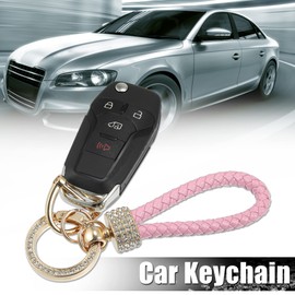 X AUTOHAUX Car Fob Key Chain Keychains Holder for Men Women Key Rings Set Pink