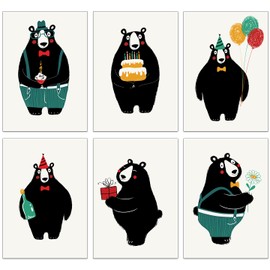 12 x Eco Friendly Birthday Cards made from Recycled Paper (Bear Minimum Set)