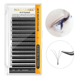 Nagaraku Extensiones De Pestañas 4d W Fibras Tecnológicas Color Negro Espesor 7 Mm Largo 11 Mm Tipo De Curvatura D