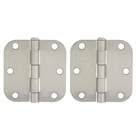 HOME STAIRWAY LTD. : 3 inch x 3 inch Door Hinges with Screws in Satin Nickel - 2-Pack (5/8" Radius Corner)