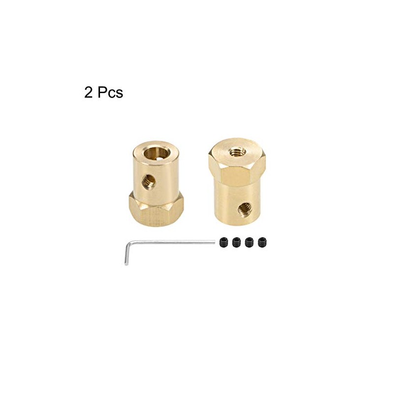 sourcing map Hexagonal Coupling 6 mm Bore Motor Hexagonal Brass