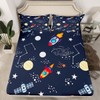 Homemissing Space Rocket Print Fitted Sheet Double Size For Kids