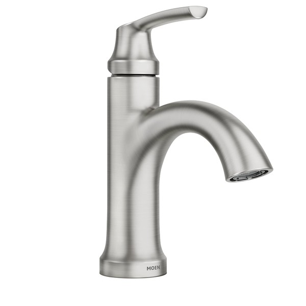 Moen Wellton Single-Handle Spot Resist Brushed Nickel Bathroom Faucet, One