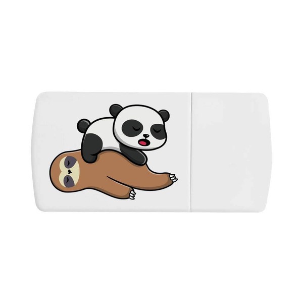 'Sleeping Sloth and Baby Panda' Pill Box with Tablet Splitter