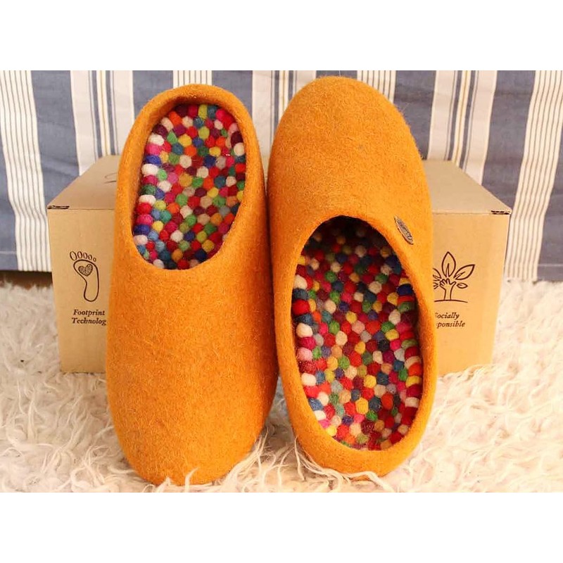 WoolFit FeelGood Footbed, Warm Felt Insoles, Hand-Stitched Colourful Insoles Made