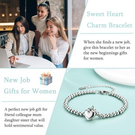 EYQV New Job Gifts for Women, Heart Charm Bracelet New Job Gift for Daughter Granddaughter Friends, Good Luck Congratulations Gifts